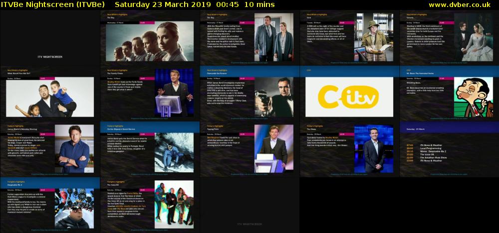 ITVBe Nightscreen (ITVBe) Saturday 23 March 2019 00:45 - 00:55