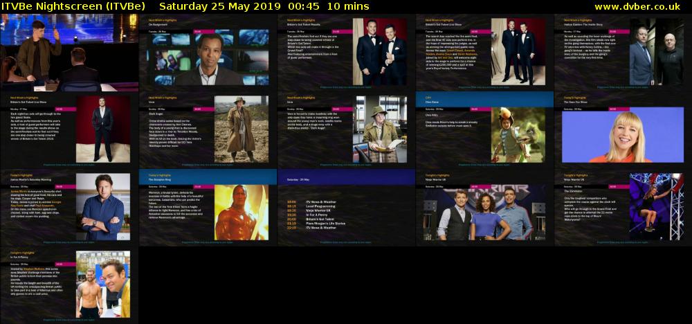 ITVBe Nightscreen (ITVBe) Saturday 25 May 2019 00:45 - 00:55