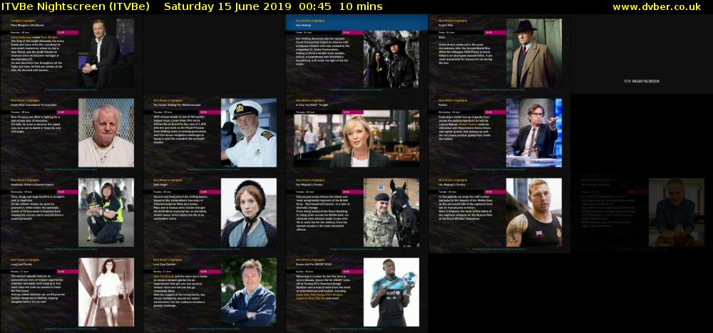 ITVBe Nightscreen (ITVBe) Saturday 15 June 2019 00:45 - 00:55