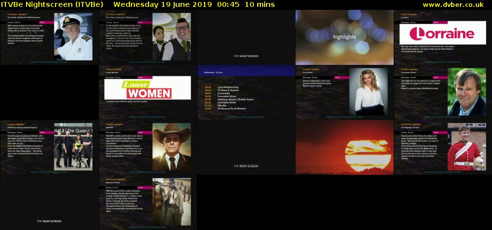 ITVBe Nightscreen (ITVBe) Wednesday 19 June 2019 00:45 - 00:55