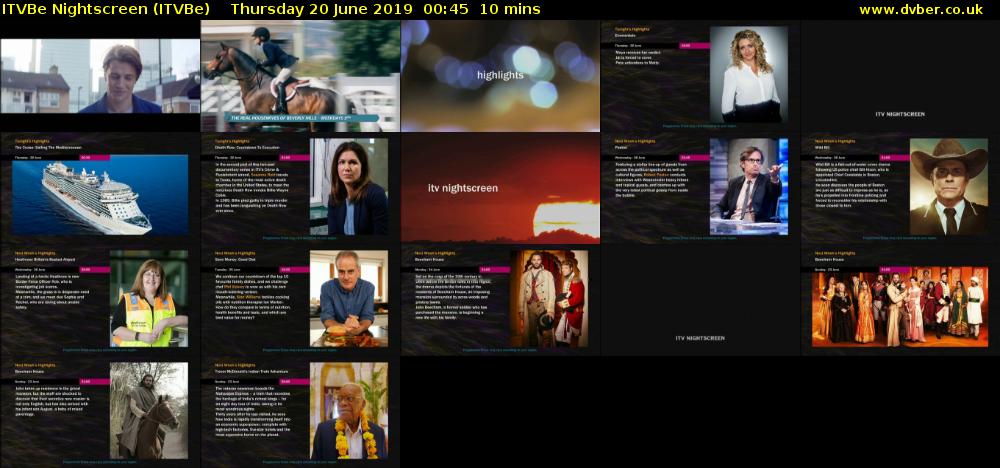 ITVBe Nightscreen (ITVBe) Thursday 20 June 2019 00:45 - 00:55