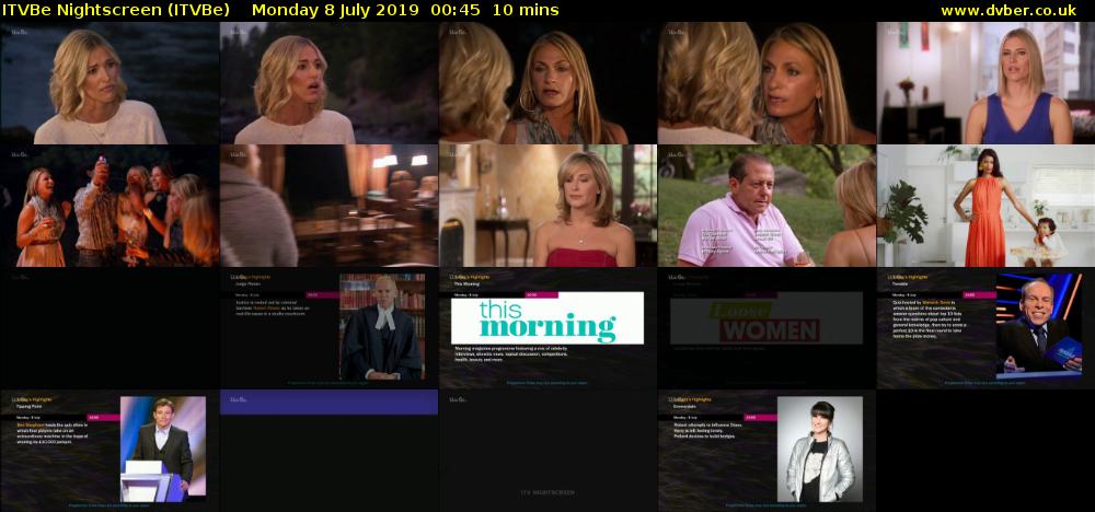 ITVBe Nightscreen (ITVBe) Monday 8 July 2019 00:45 - 00:55
