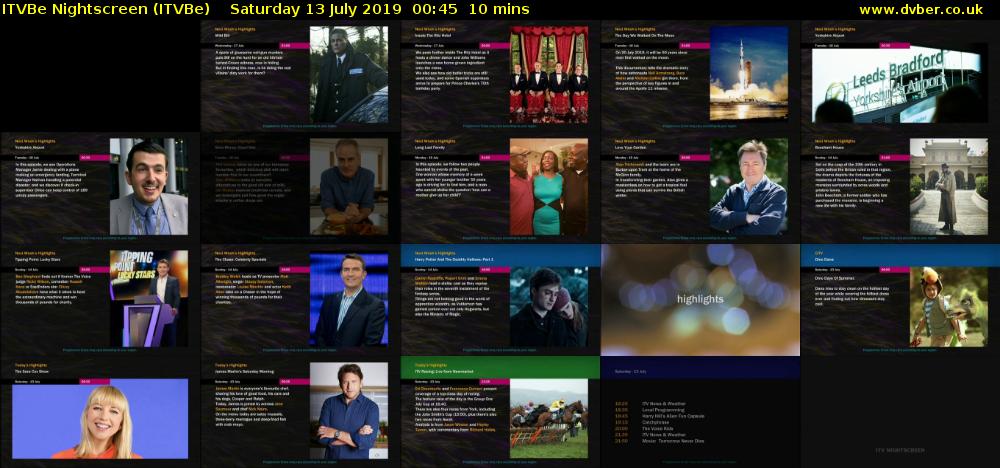 ITVBe Nightscreen (ITVBe) Saturday 13 July 2019 00:45 - 00:55