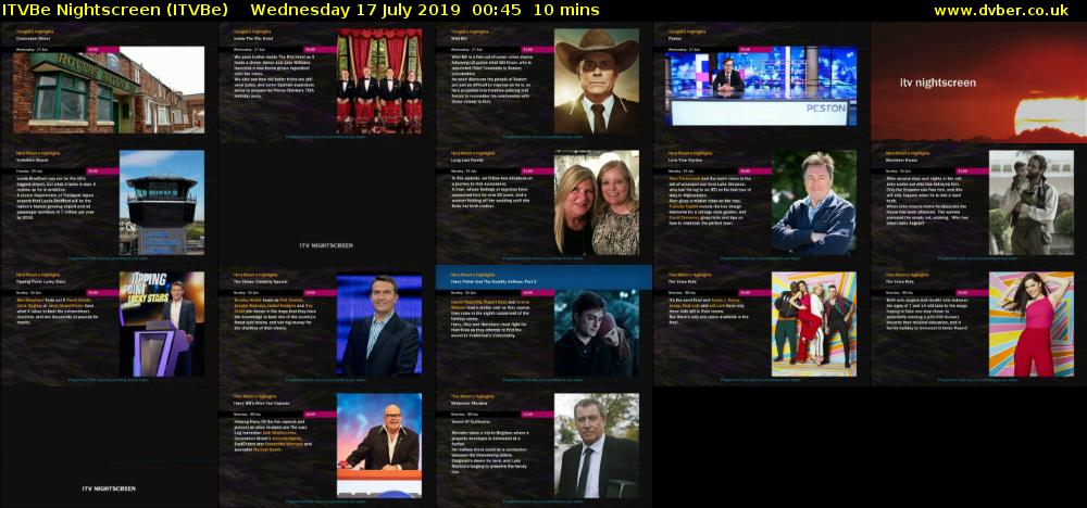 ITVBe Nightscreen (ITVBe) Wednesday 17 July 2019 00:45 - 00:55