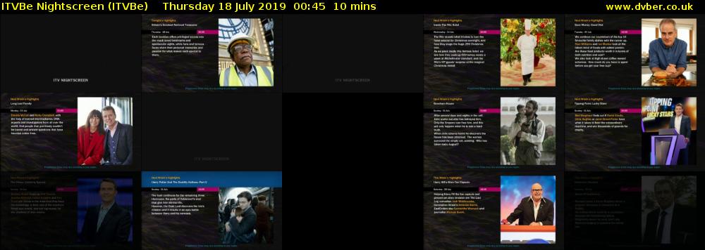 ITVBe Nightscreen (ITVBe) Thursday 18 July 2019 00:45 - 00:55