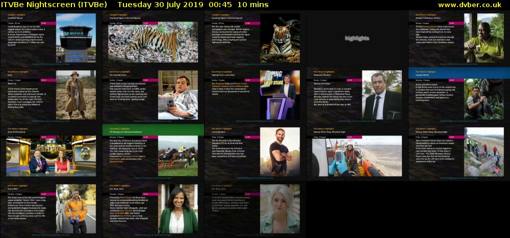 ITVBe Nightscreen (ITVBe) Tuesday 30 July 2019 00:45 - 00:55