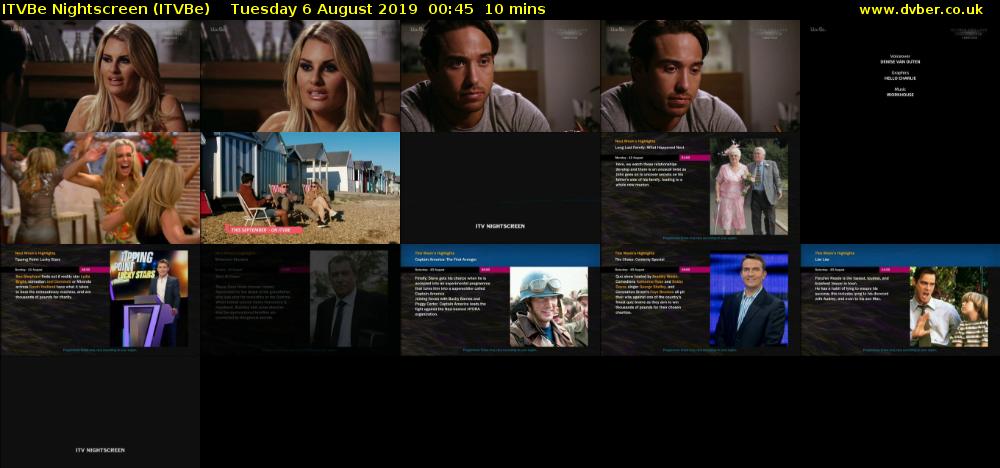 ITVBe Nightscreen (ITVBe) Tuesday 6 August 2019 00:45 - 00:55