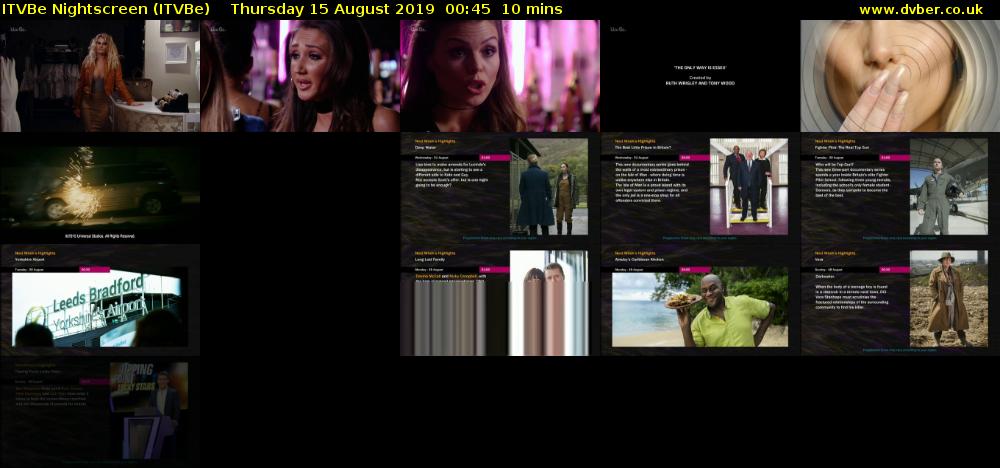 ITVBe Nightscreen (ITVBe) Thursday 15 August 2019 00:45 - 00:55