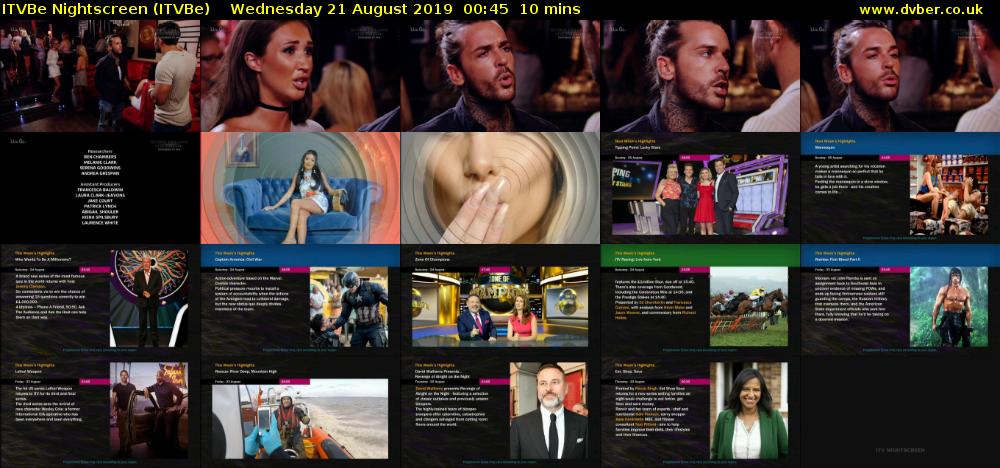 ITVBe Nightscreen (ITVBe) Wednesday 21 August 2019 00:45 - 00:55