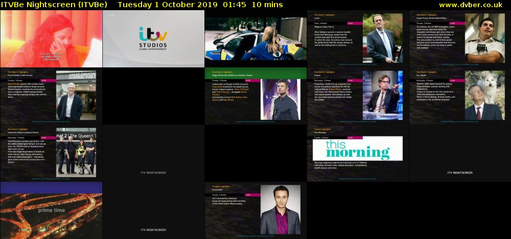 ITVBe Nightscreen (ITVBe) Tuesday 1 October 2019 01:45 - 01:55