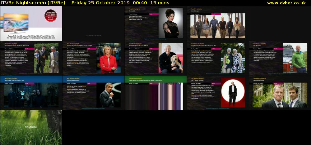ITVBe Nightscreen (ITVBe) Friday 25 October 2019 00:40 - 00:55