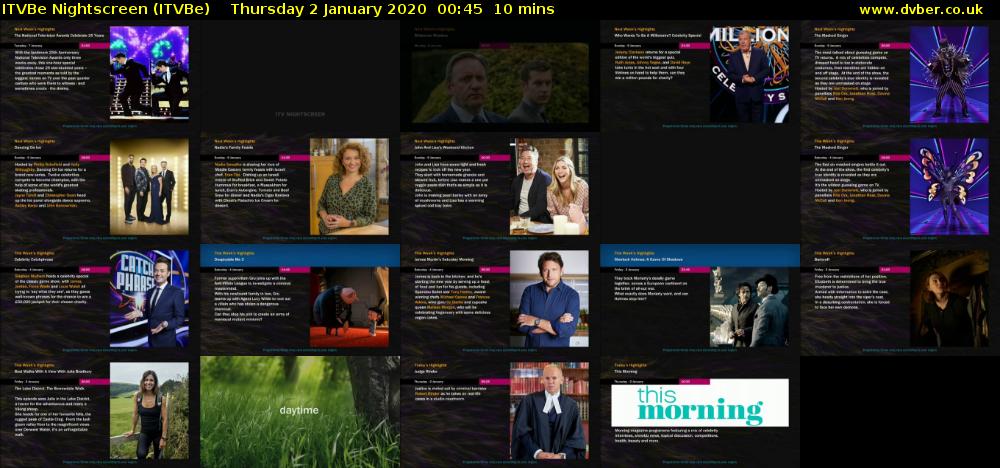 ITVBe Nightscreen (ITVBe) Thursday 2 January 2020 00:45 - 00:55