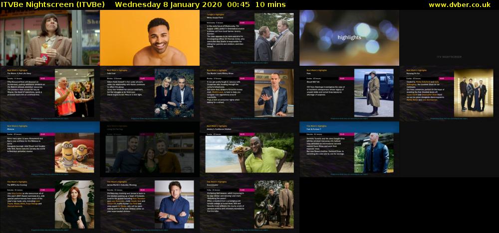 ITVBe Nightscreen (ITVBe) Wednesday 8 January 2020 00:45 - 00:55