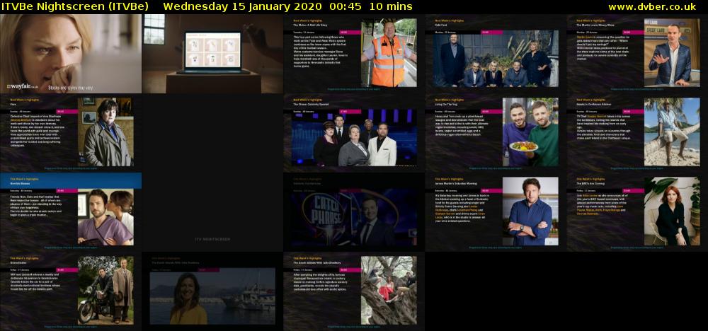 ITVBe Nightscreen (ITVBe) Wednesday 15 January 2020 00:45 - 00:55