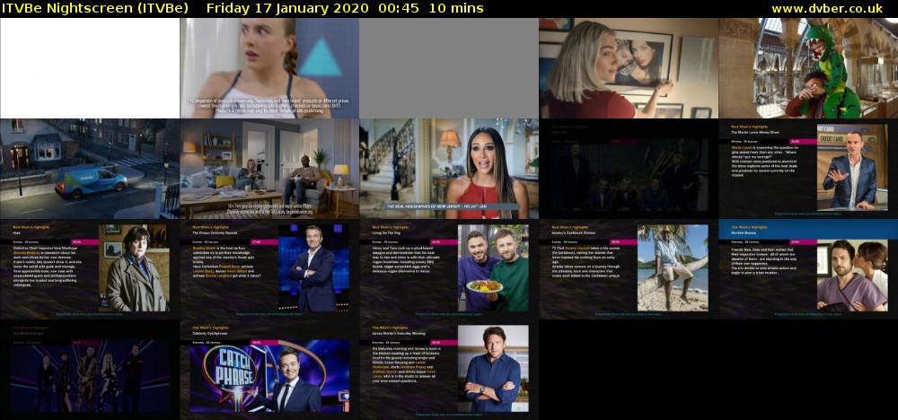 ITVBe Nightscreen (ITVBe) Friday 17 January 2020 00:45 - 00:55