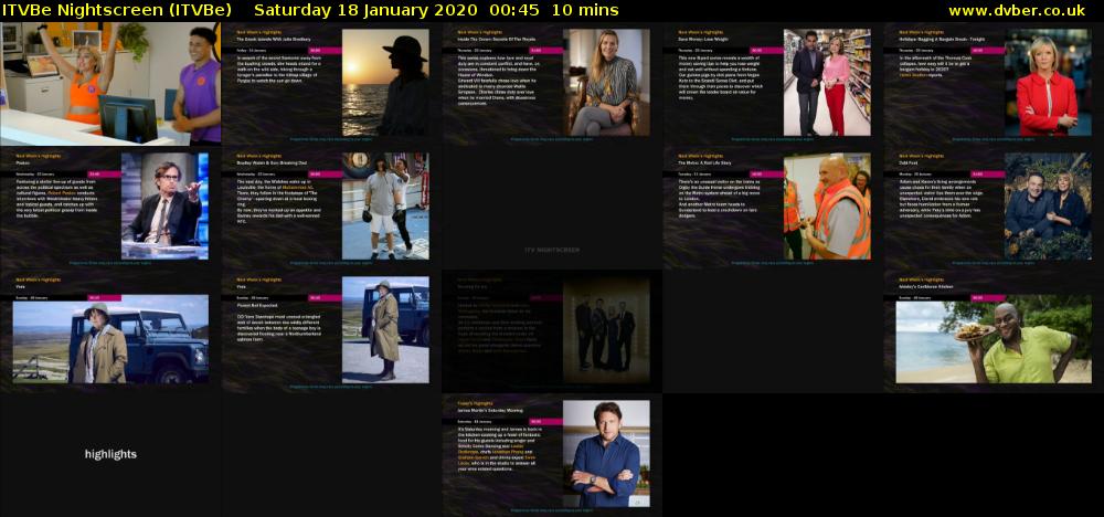 ITVBe Nightscreen (ITVBe) Saturday 18 January 2020 00:45 - 00:55