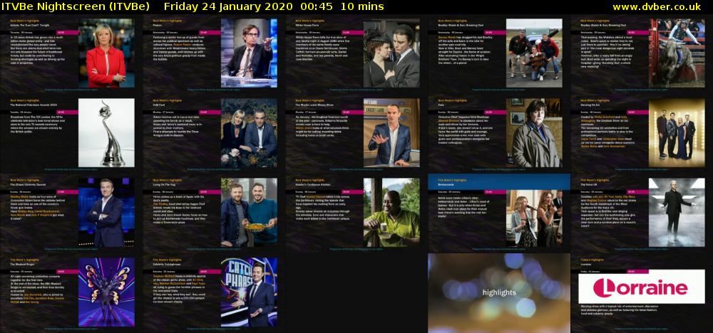 ITVBe Nightscreen (ITVBe) Friday 24 January 2020 00:45 - 00:55