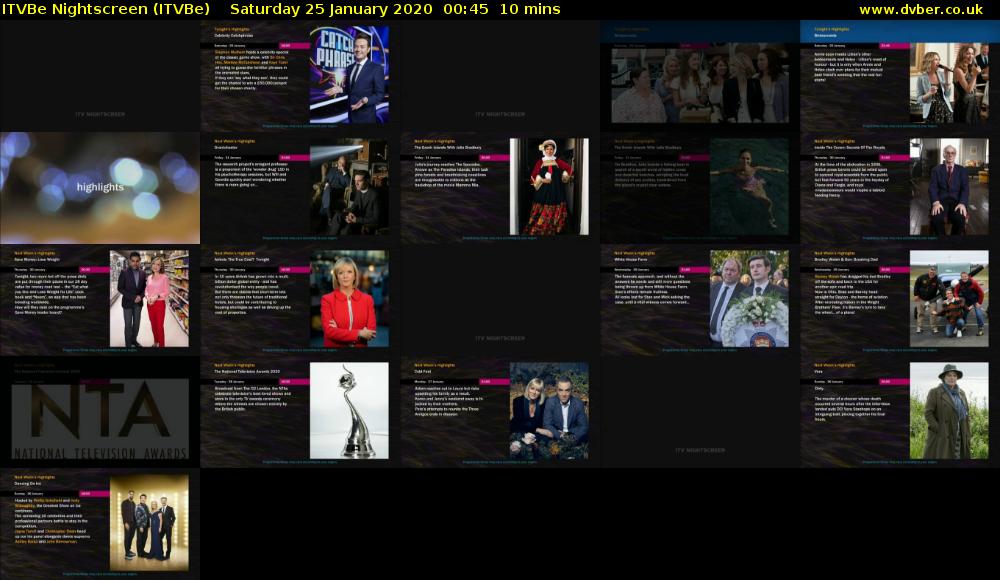 ITVBe Nightscreen (ITVBe) Saturday 25 January 2020 00:45 - 00:55