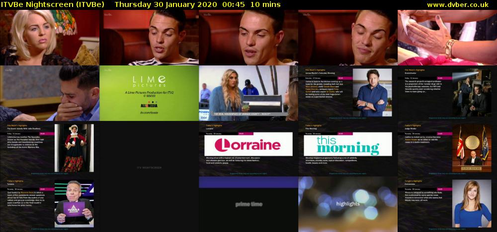 ITVBe Nightscreen (ITVBe) Thursday 30 January 2020 00:45 - 00:55