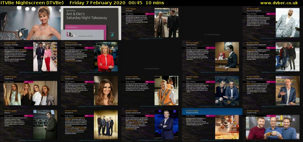 ITVBe Nightscreen (ITVBe) Friday 7 February 2020 00:45 - 00:55