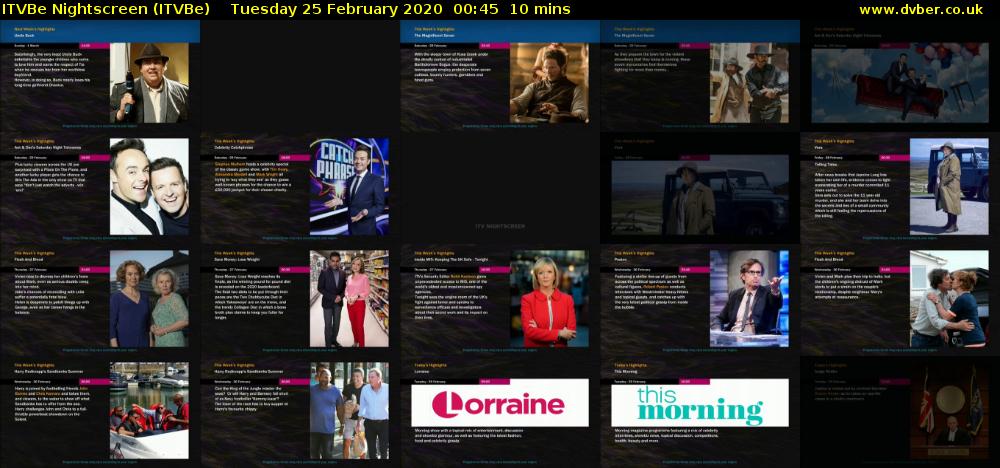 ITVBe Nightscreen (ITVBe) Tuesday 25 February 2020 00:45 - 00:55