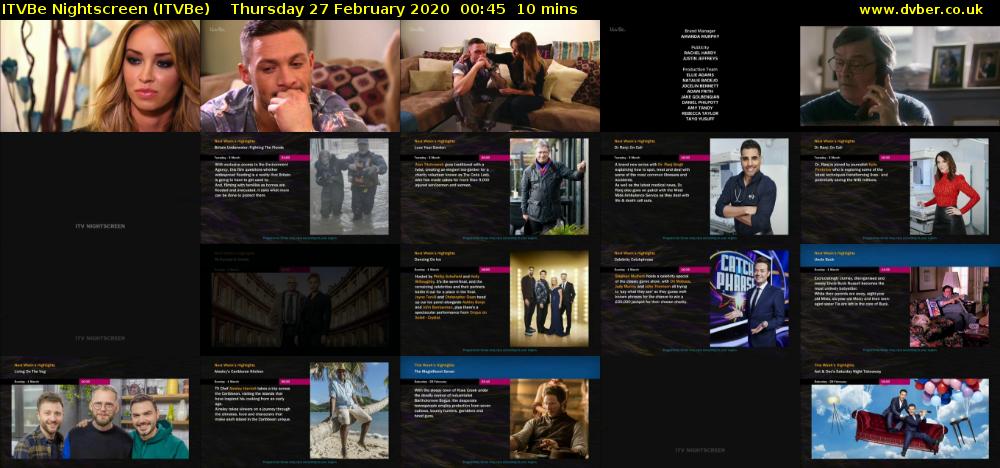 ITVBe Nightscreen (ITVBe) Thursday 27 February 2020 00:45 - 00:55