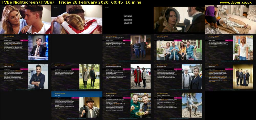 ITVBe Nightscreen (ITVBe) Friday 28 February 2020 00:45 - 00:55