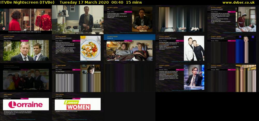 ITVBe Nightscreen (ITVBe) Tuesday 17 March 2020 00:40 - 00:55