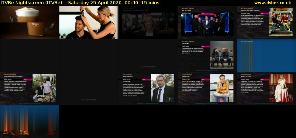 ITVBe Nightscreen (ITVBe) Saturday 25 April 2020 00:40 - 00:55