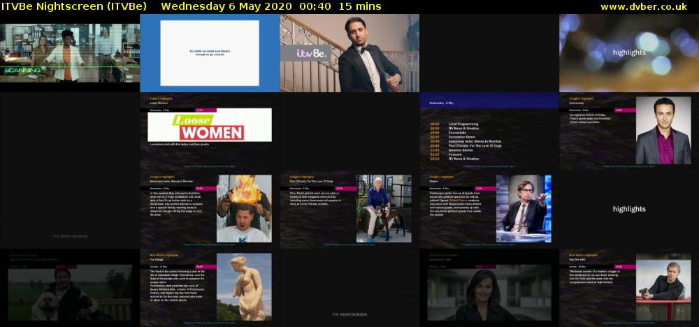 ITVBe Nightscreen (ITVBe) Wednesday 6 May 2020 00:40 - 00:55