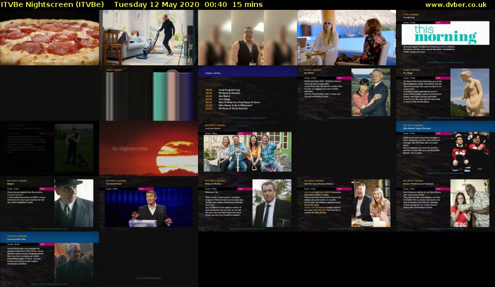 ITVBe Nightscreen (ITVBe) Tuesday 12 May 2020 00:40 - 00:55