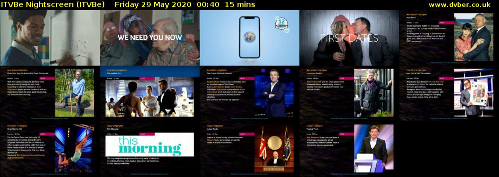 ITVBe Nightscreen (ITVBe) Friday 29 May 2020 00:40 - 00:55