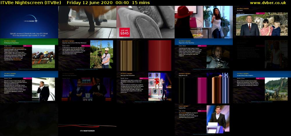 ITVBe Nightscreen (ITVBe) Friday 12 June 2020 00:40 - 00:55