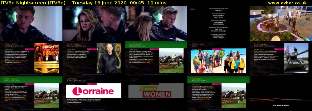 ITVBe Nightscreen (ITVBe) Tuesday 16 June 2020 00:45 - 00:55