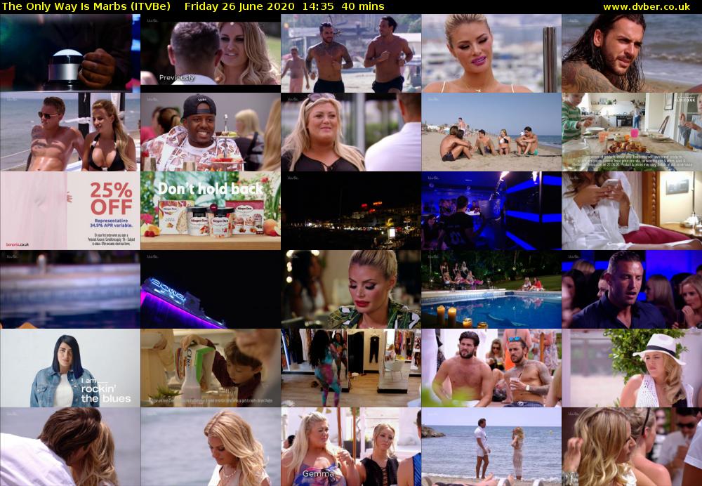 The Only Way is Marbs (ITVBe) Friday 26 June 2020 14:35 - 15:15