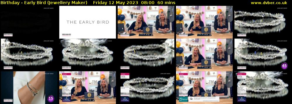 Birthday - Early Bird (Jewellery Maker) Friday 12 May 2023 08:00 - 09:00