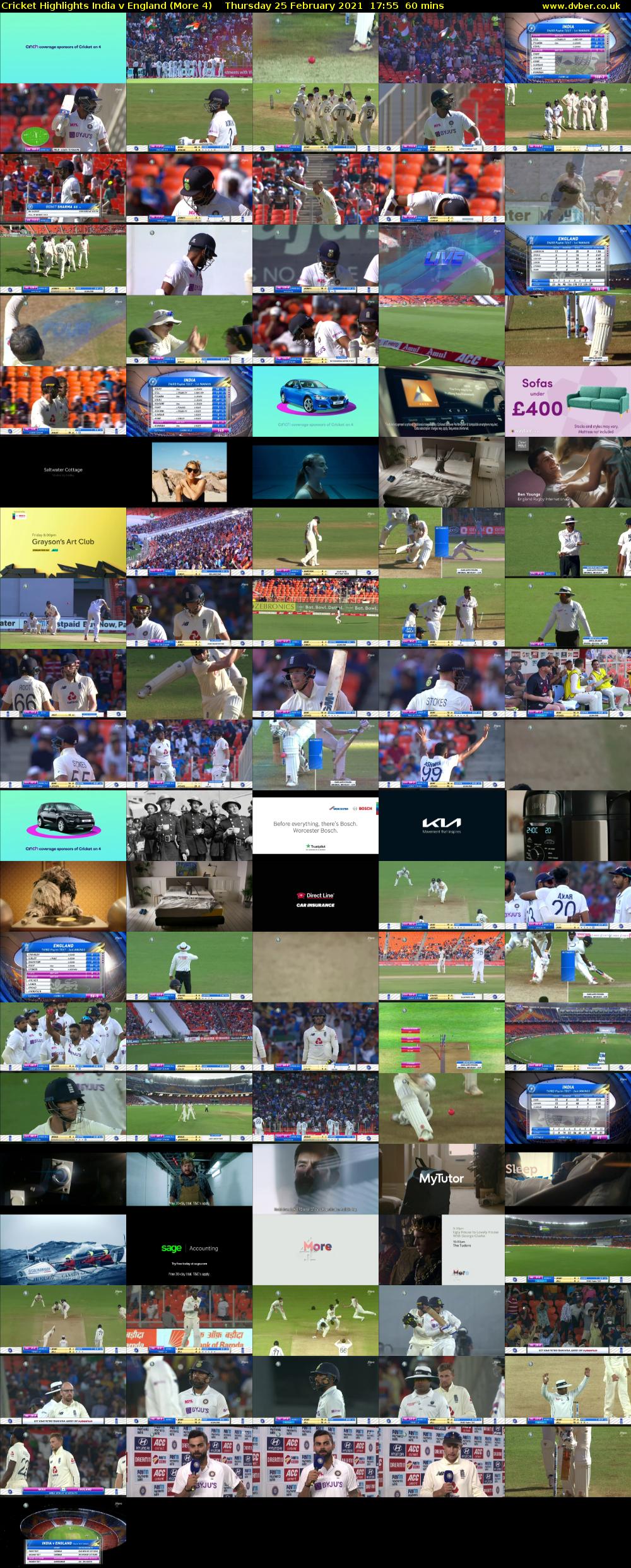 Cricket Highlights India v England (More 4) Thursday 25 February 2021 17:55 - 18:55