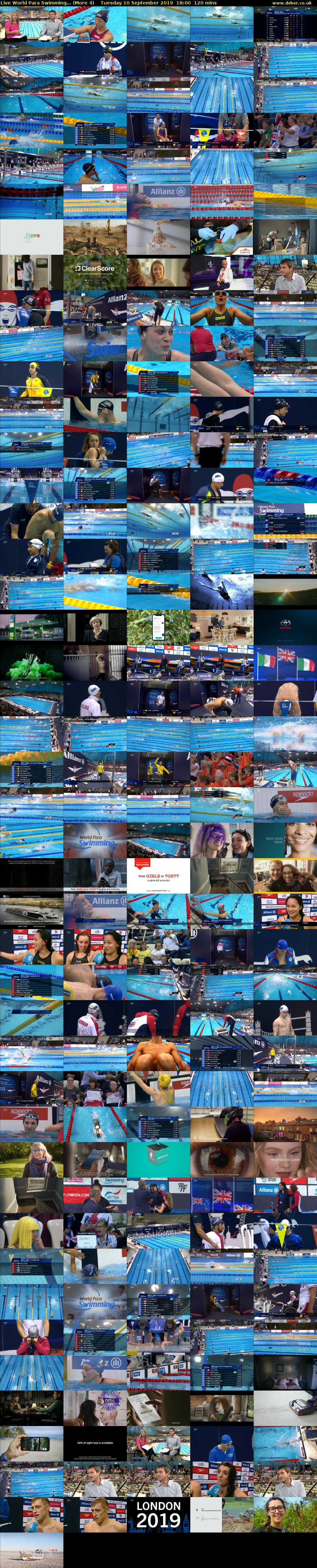 Live World Para Swimming... (More 4) Tuesday 10 September 2019 18:00 - 20:00