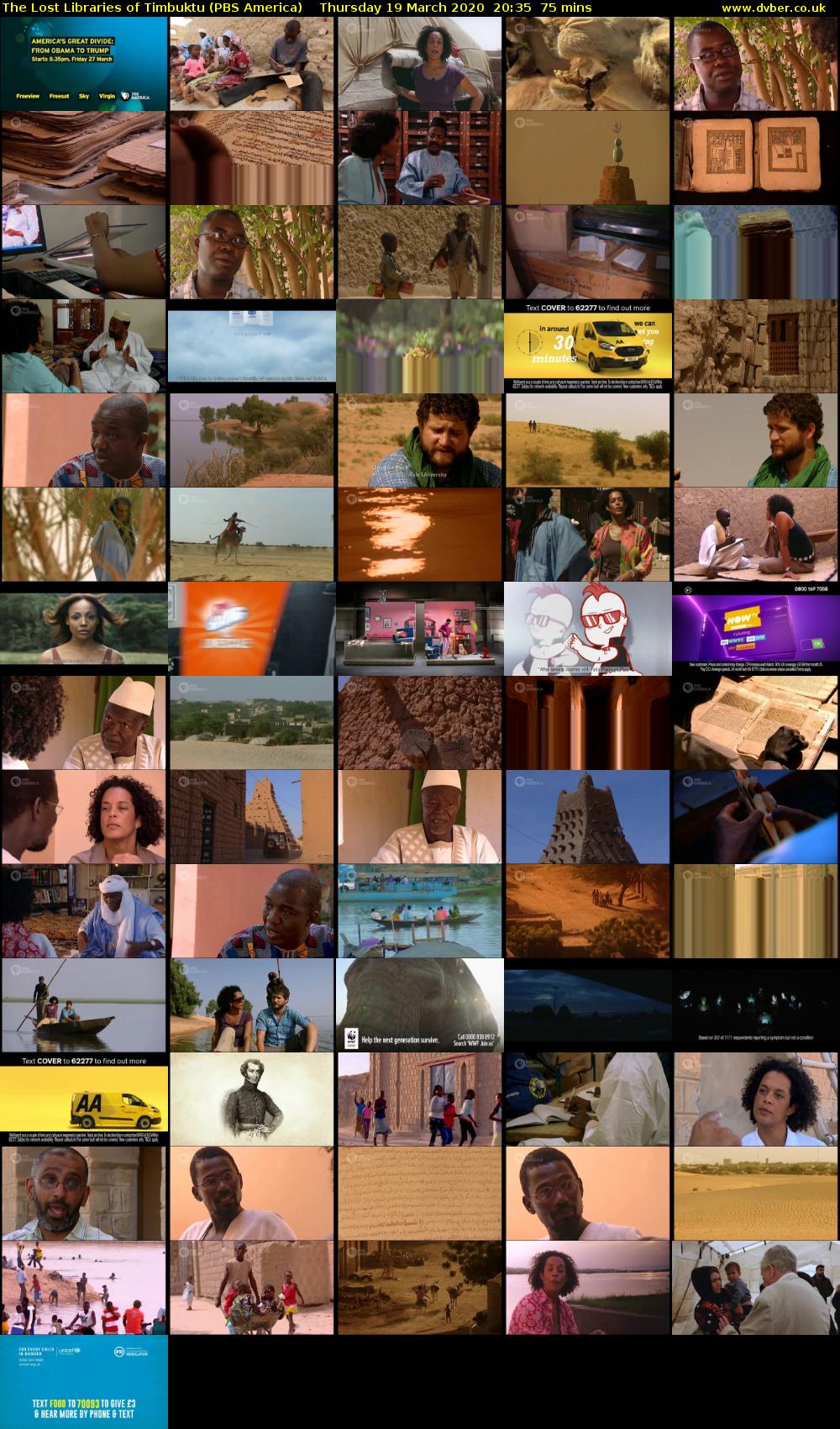 The Lost Libraries of Timbuktu (PBS America) Thursday 19 March 2020 20:35 - 21:50