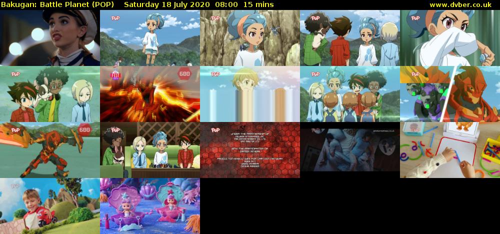 Bakugan: Battle Planet (POP) Saturday 18 July 2020 08:00 - 08:15