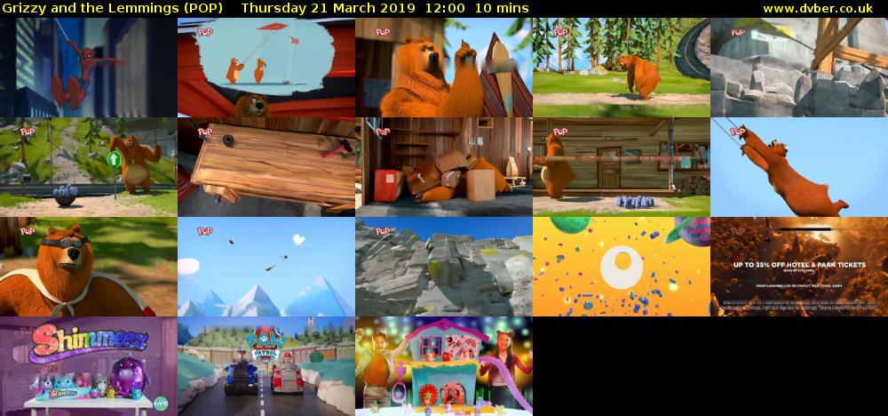 Grizzy and the Lemmings (POP) Thursday 21 March 2019 12:00 - 12:10