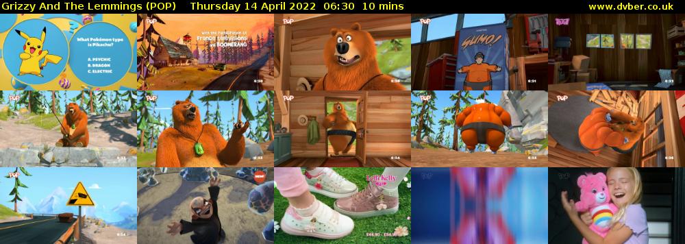 Grizzy and the Lemmings (POP) Thursday 14 April 2022 06:30 - 06:40