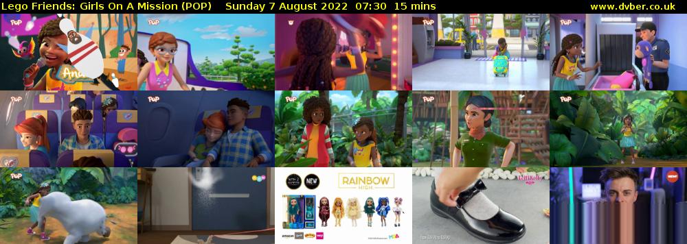 Lego Friends: Girls on a Mission (POP) Sunday 7 August 2022 07:30 - 07:45