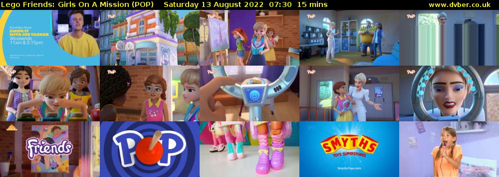Lego Friends: Girls on a Mission (POP) Saturday 13 August 2022 07:30 - 07:45
