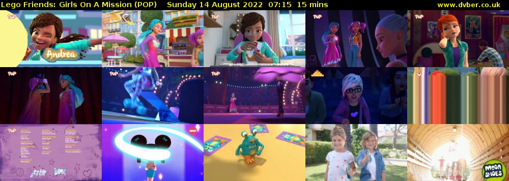 Lego Friends: Girls on a Mission (POP) Sunday 14 August 2022 07:15 - 07:30