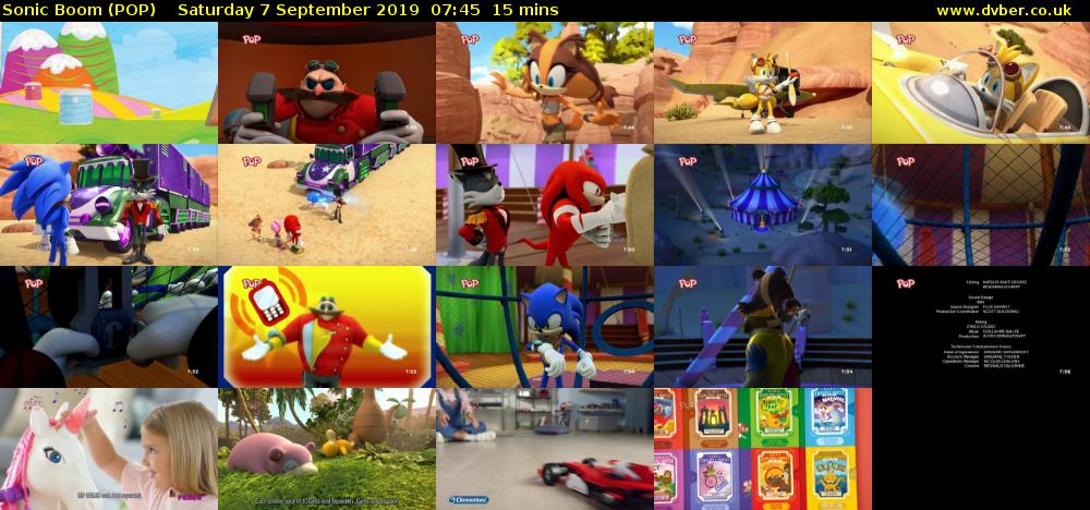 Sonic Boom (POP) Saturday 7 September 2019 07:45 - 08:00