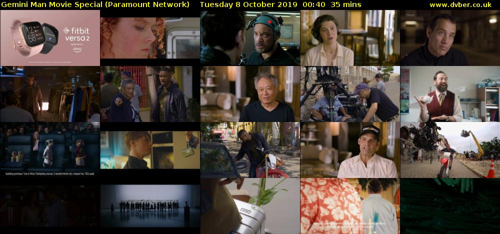Gemini Man Movie Special (Paramount Network) Tuesday 8 October 2019 00:40 - 01:15