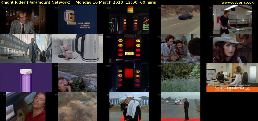 Knight Rider (Paramount Network) Monday 16 March 2020 12:00 - 13:00