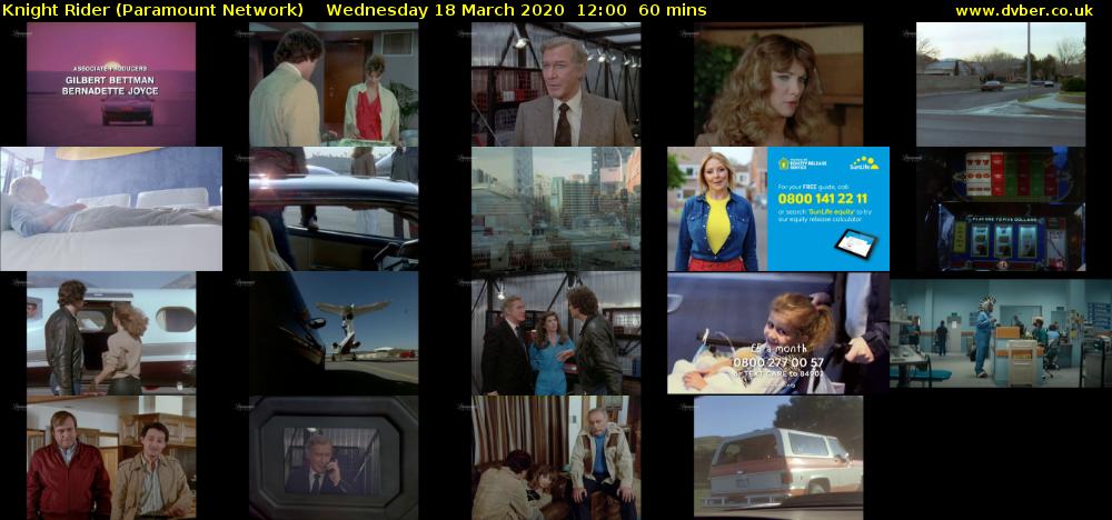 Knight Rider (Paramount Network) Wednesday 18 March 2020 12:00 - 13:00