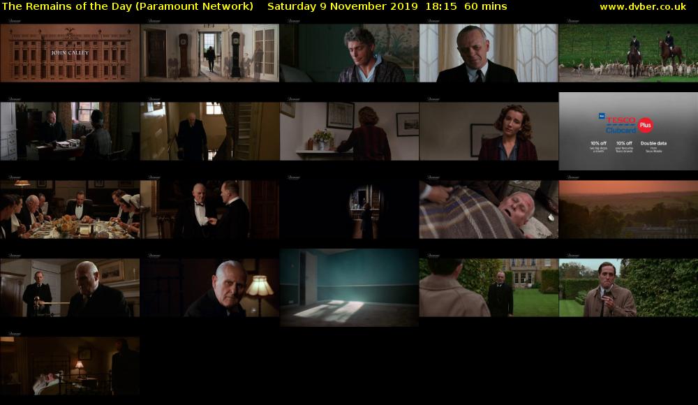 The Remains of the Day (Paramount Network) Saturday 9 November 2019 18:15 - 19:15